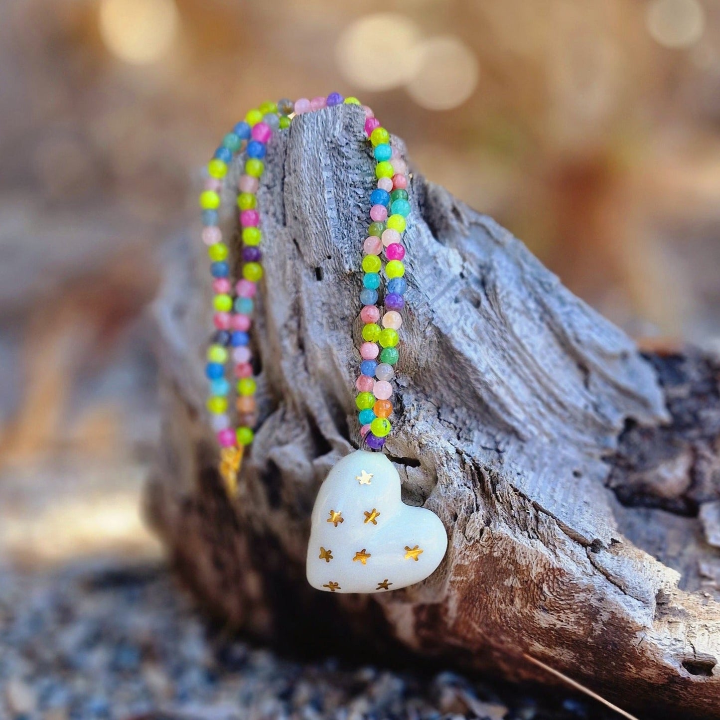 Collar Corazón estrellas de oro